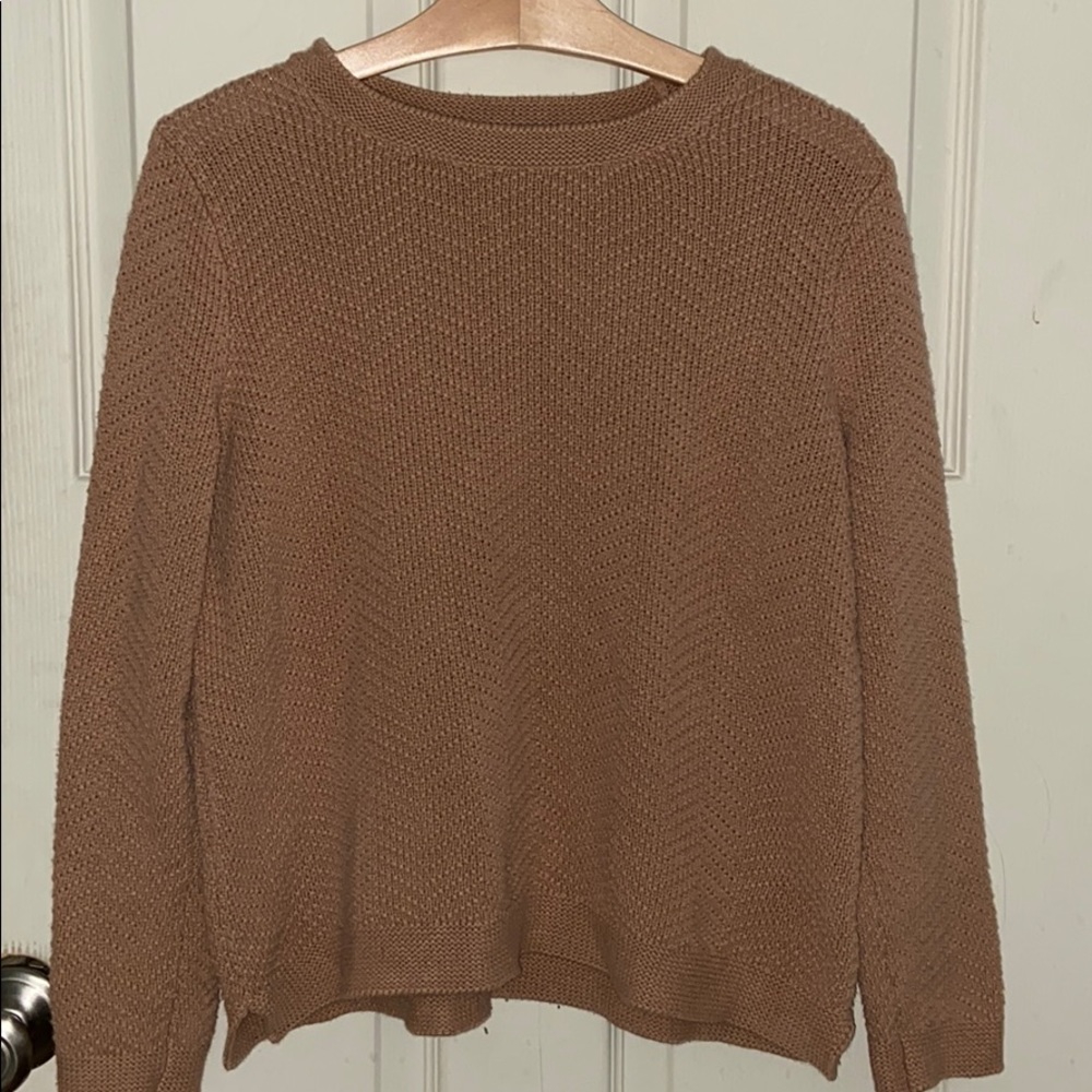 Textured Tan Old Navy Crew Neck Sweater; L